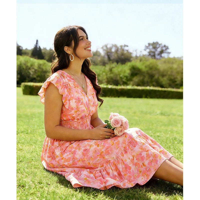 Womens Bohemian-style Floral Casual Dress
