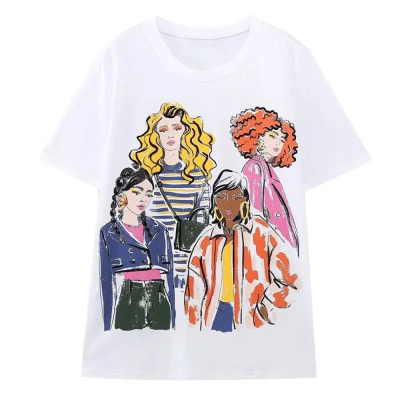 Casual Fashion Crew-neck Short-sleeve Top Girls 3D-printed T-shirt - Color Tuht 7-5Xl