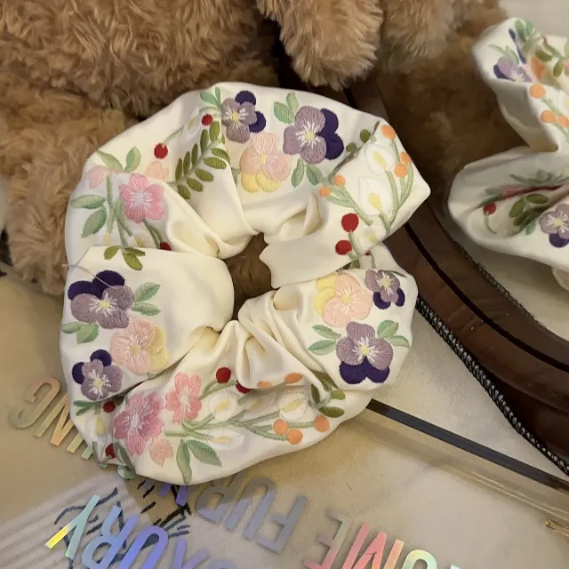 New High grade Embroidery Hair Ring Small Flower - Shop at LoveMi