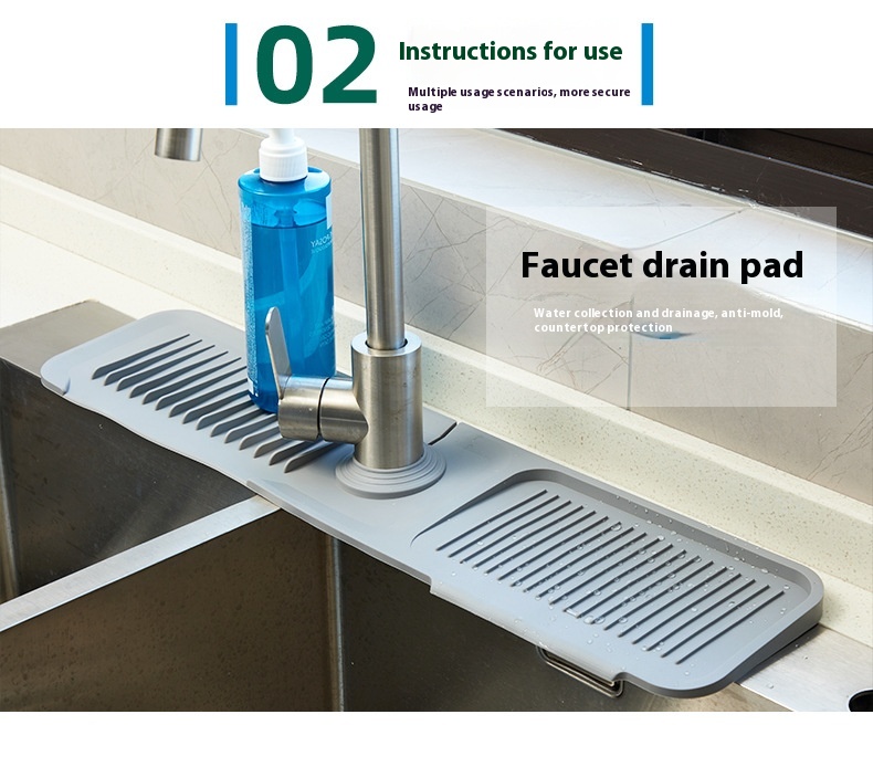 Silicone Faucet Splash-proof Pad Bathroom Kitchen Pad Splash-proof Water Draining Pad Faucet Bottom Large Thickened
