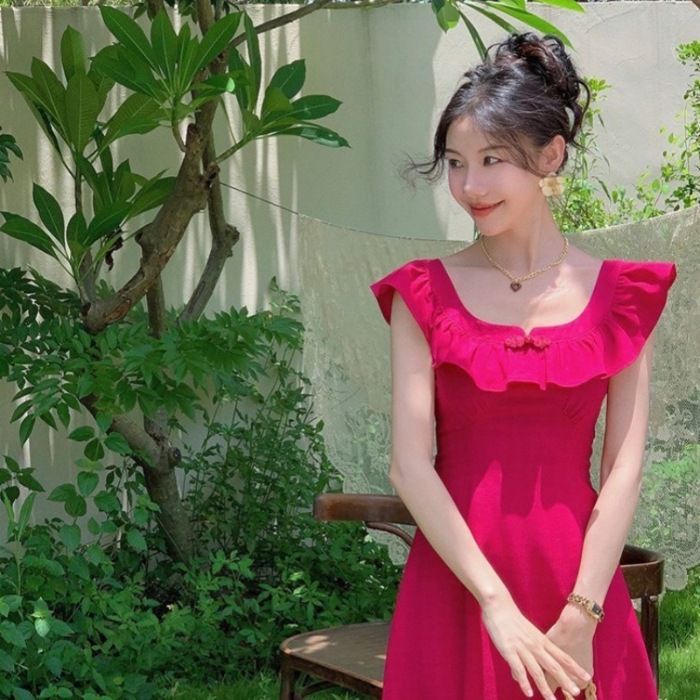 Tea Break Classic Style Orange Dress Female Rose - Shop at LoveMi