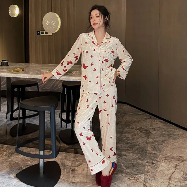 Pleuche Long Sleeve Sweet Cardigan Can Be Outerwear Homewear Gold - Shop at LoveMi