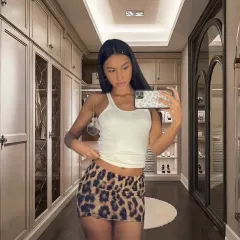 Women's Fashionable Elegant High Waist Skirt - Leopard Print Skirt - View 1