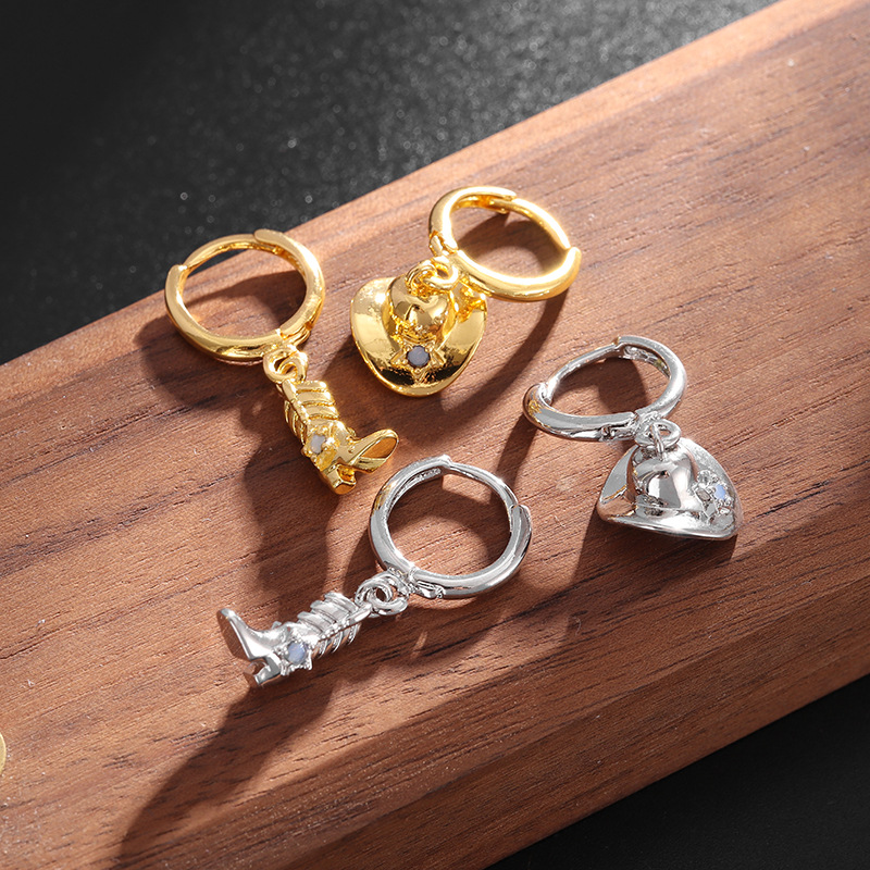 Denim Boots Hat Pendant Earrings