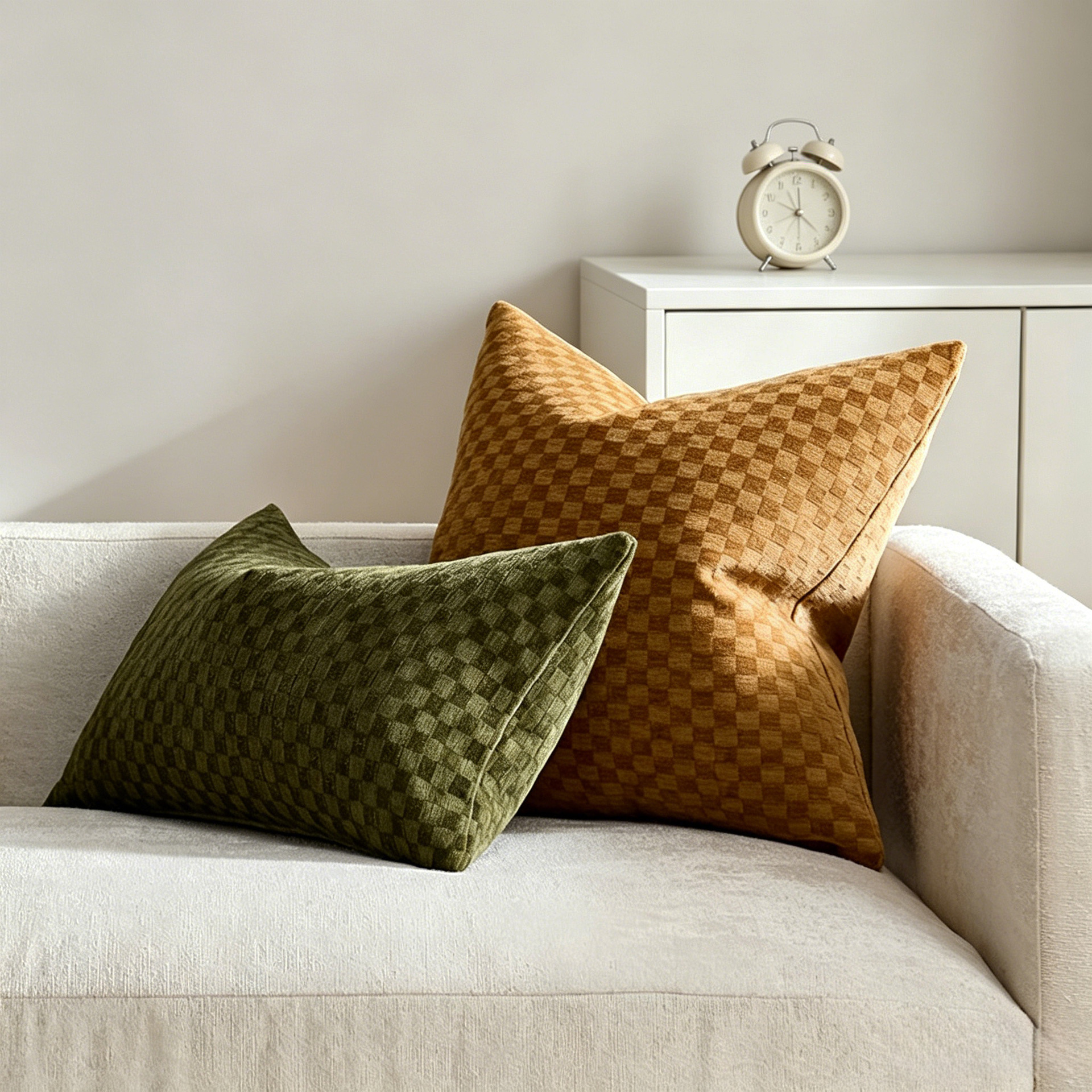 Chenille Three-dimensional Small-check Throw Pillow Sofa Cushion Cover Solid Color — foto 11