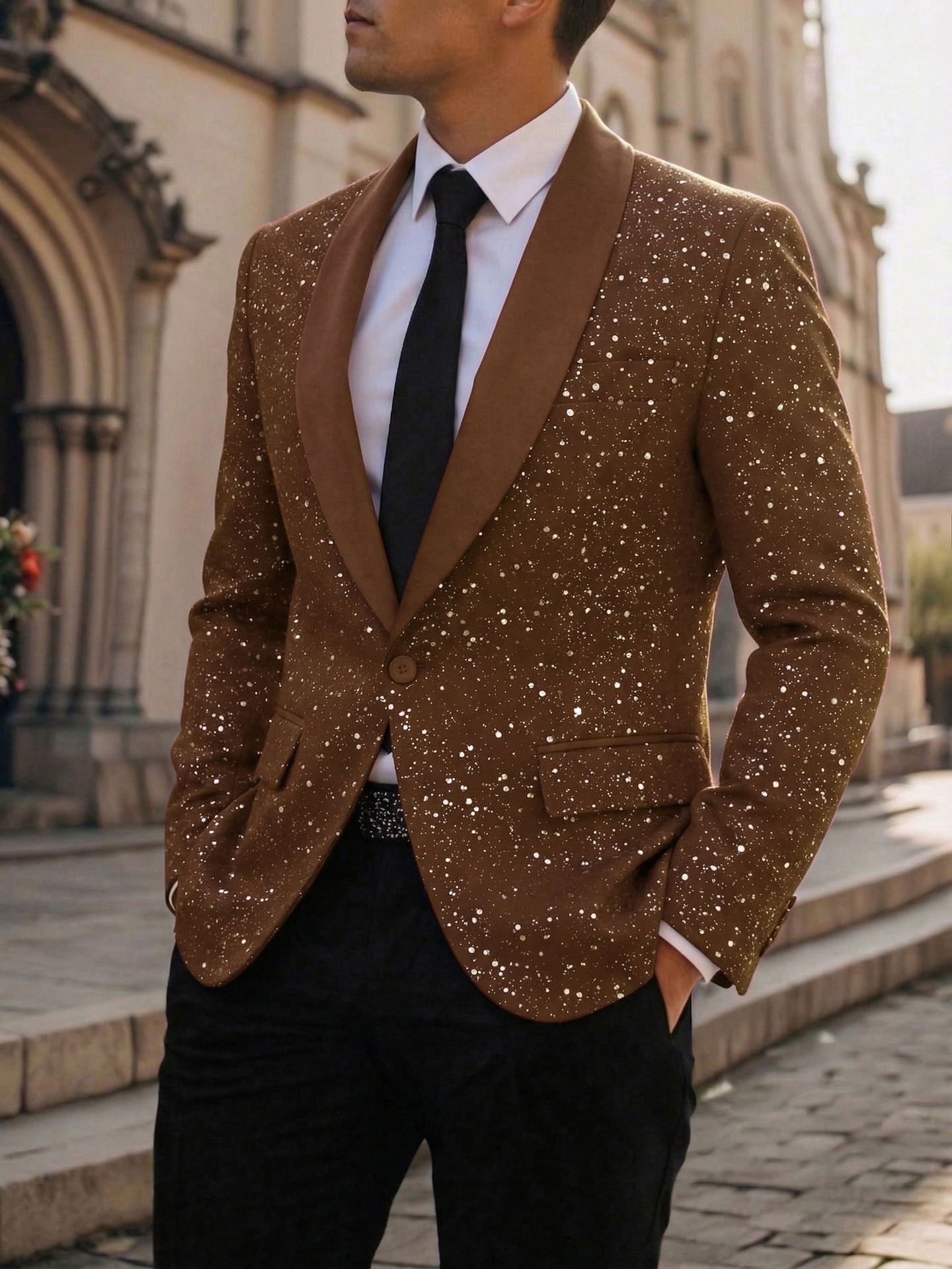 Men's Suit Casual Shiny Banquet Party Outerwear 13