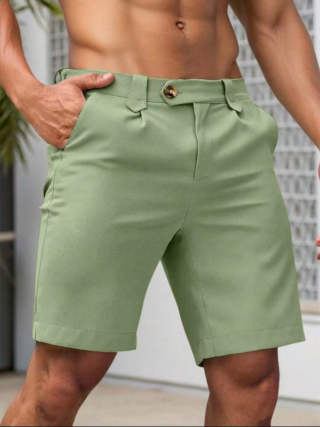 Business-Casual Slim-Fit Straight-Leg Shorts For Men 5
