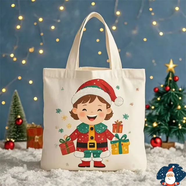 Santa Claus Gift Christmas Eve Portable Canvas Bag Girl Christmas Canvas Bag - Shop at LoveMi