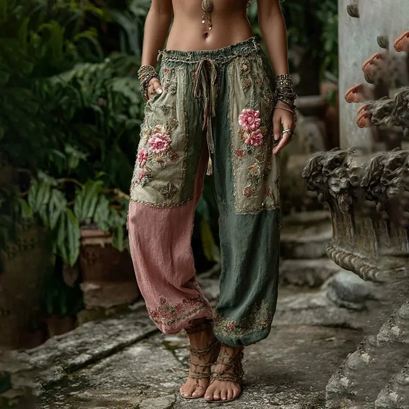 Versatile Comfortable Casual Womens Wide Leg Pants - Contrast Color 1-4Xl