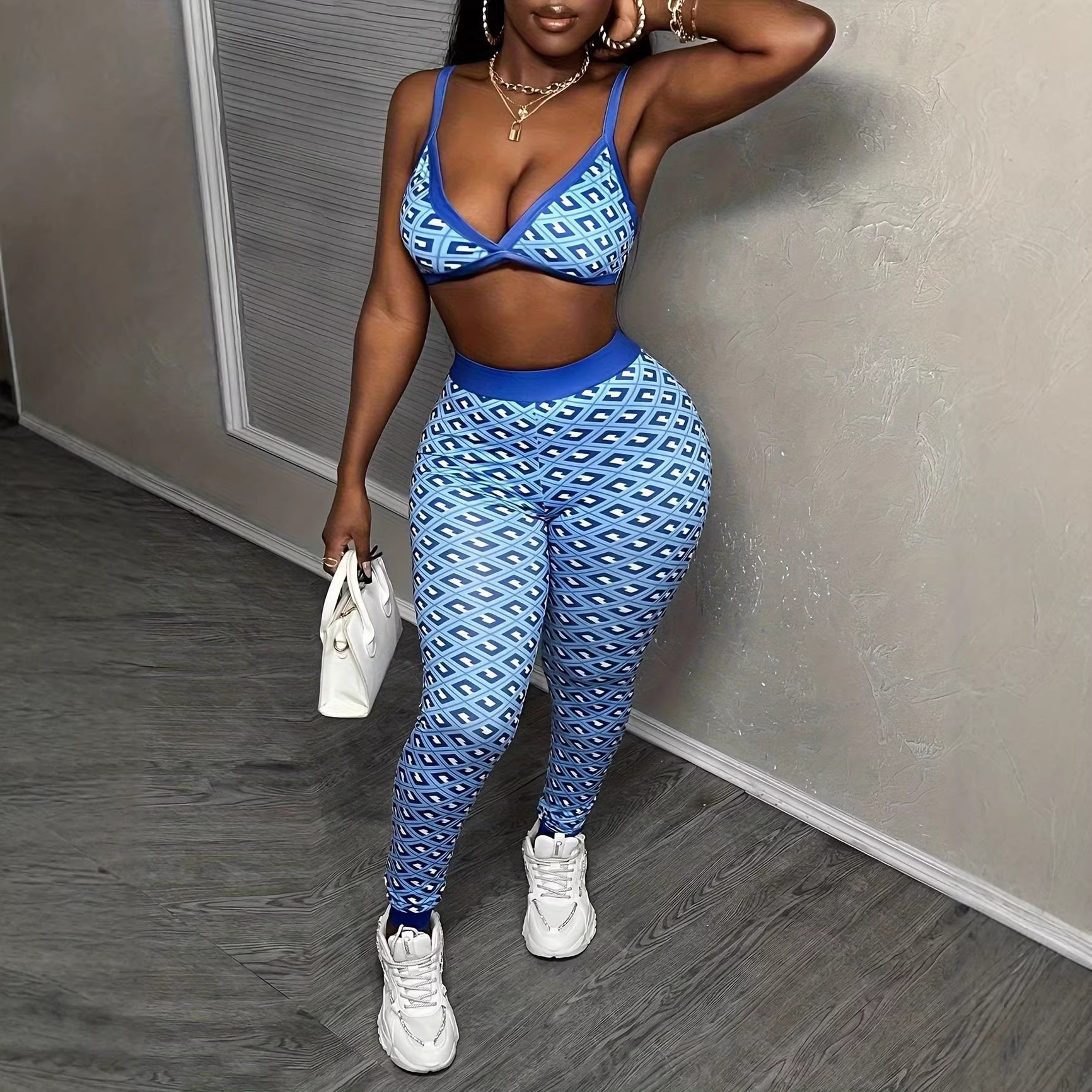 Vest And Pants Fashion Sports Suit Printed Two-piece Set