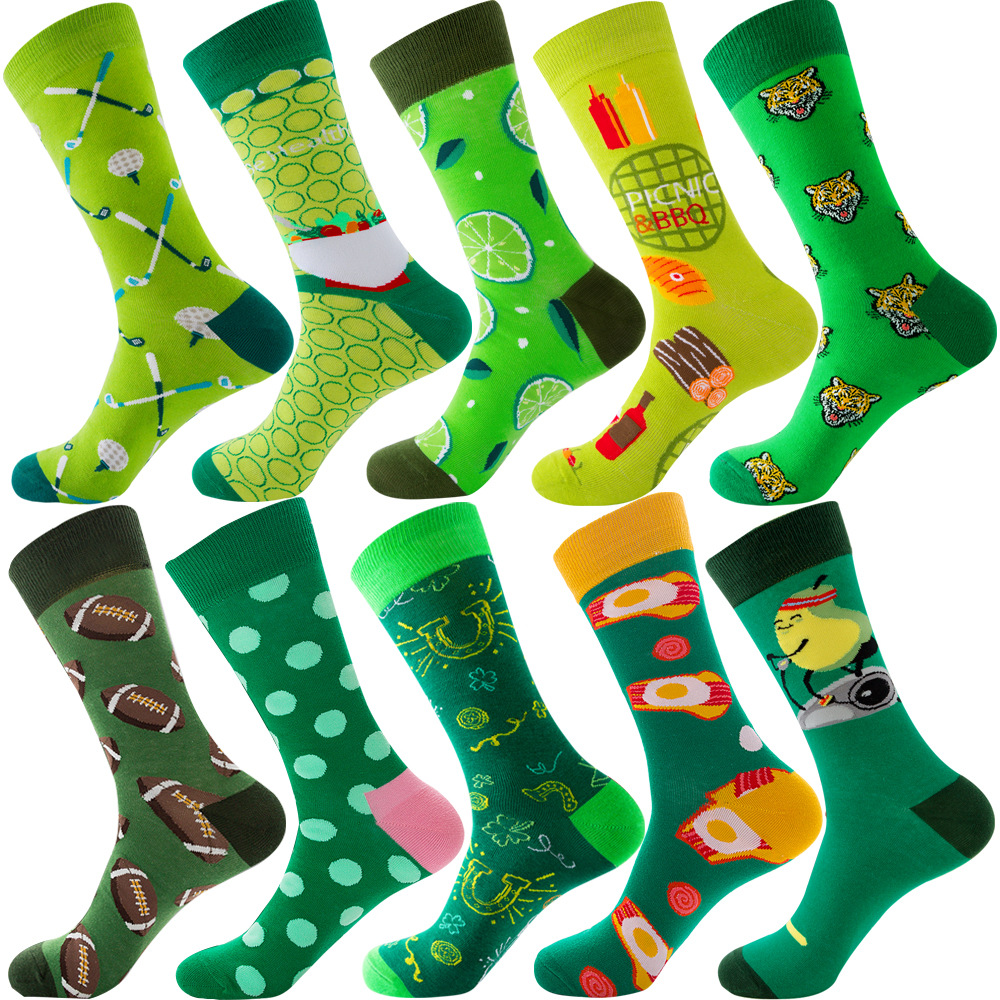 Autumn Diamond-patterned Mens Socks Christmas Animal And Fruit-themed Socks