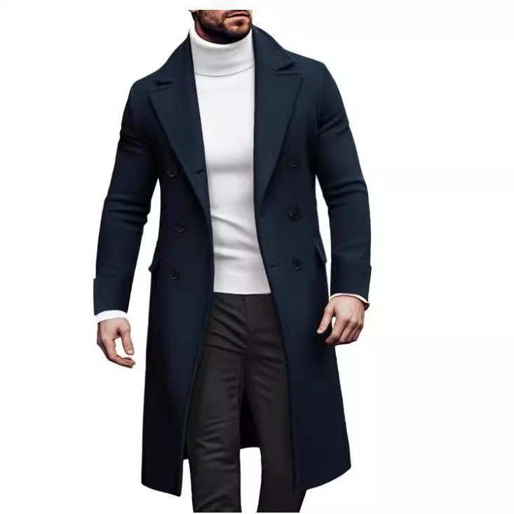 Woolen Large Overcoat Male Double-breasted Coat - Image 1