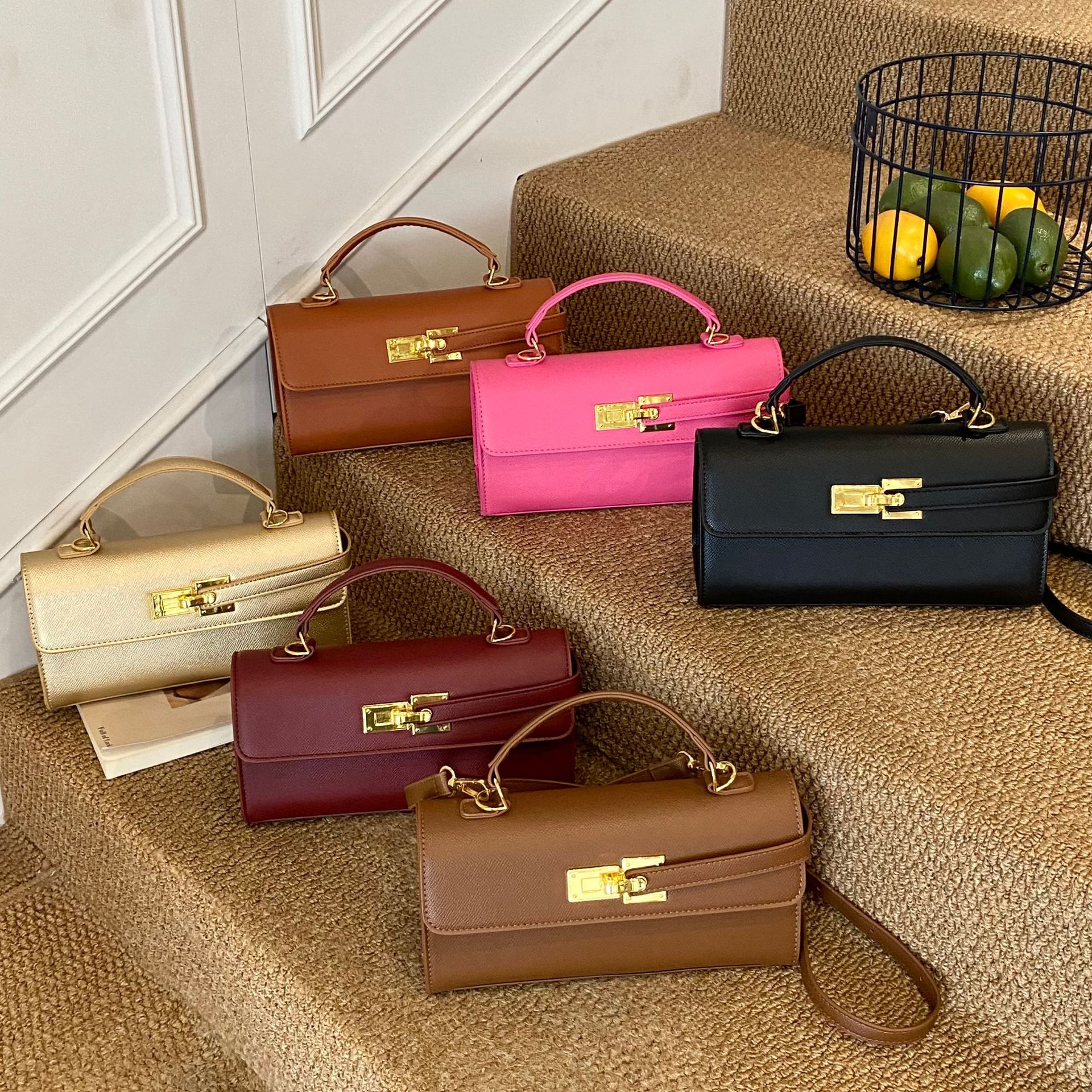 New Stylish Small Square Handbag With A Chic Lock Closure