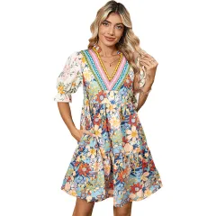 Spring And Summer New V-neck Fashion Trend Printing Dress - Lc6123227 - View 1