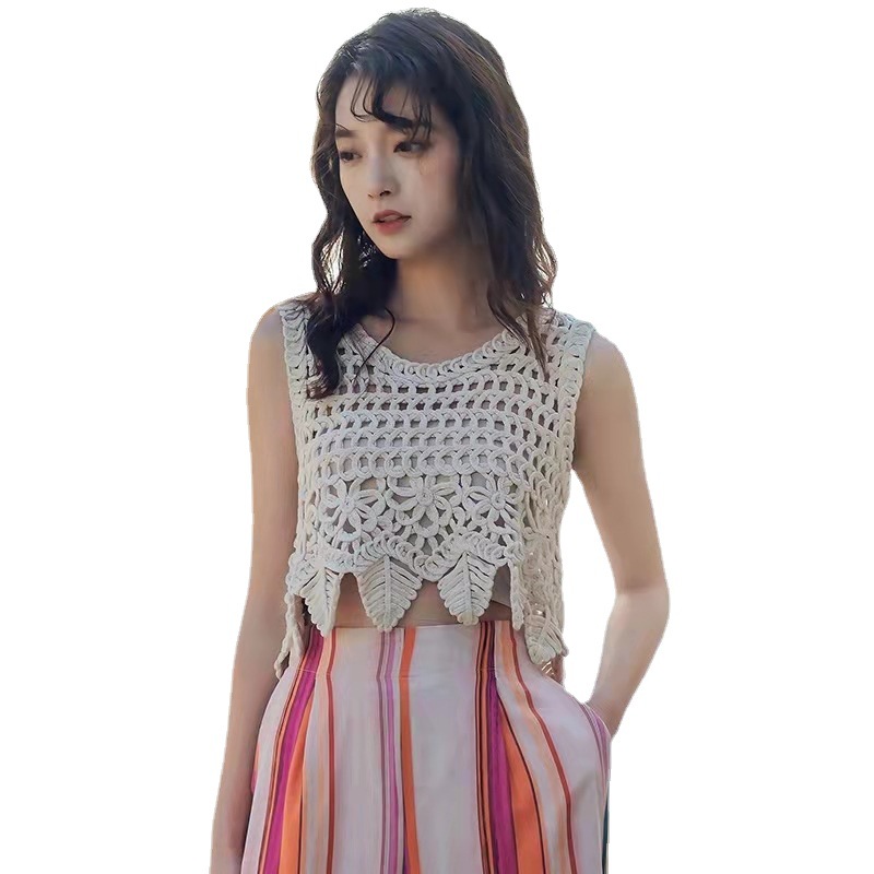 Hollow-out Short Vest Bohemian Seaside Small Slip Top