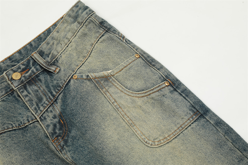 Washed Denim Trousers Men's Casual