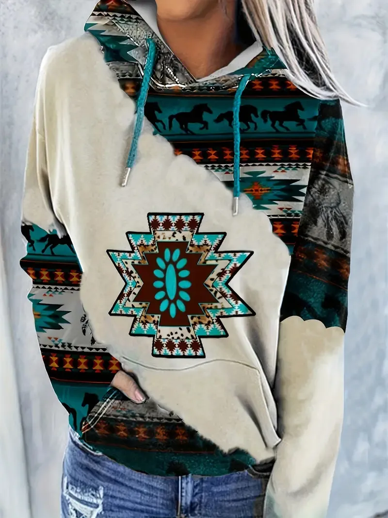 FallWinter Hoodie Ethnic Print - Clwy1019