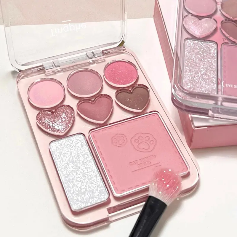 Heart Eye Shadow Plate Beads Matte Blush