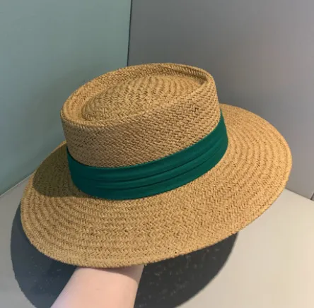 Fashion Sun Protection Hat Beach Weaving Sun Hat Khaki Green Belt - Shop at LoveMi