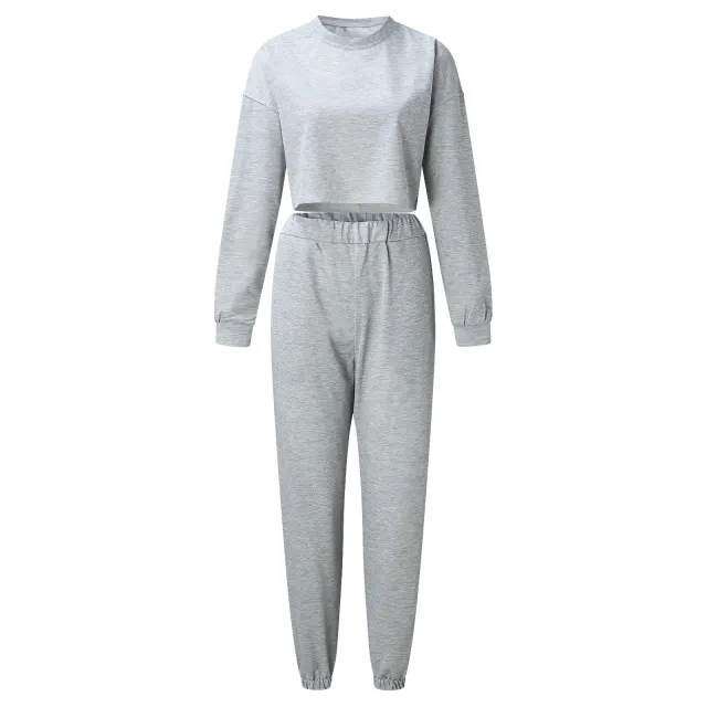 Women's Casual Loose Sports Sweater Suit 2 piece Set Gray - Shop at LoveMi