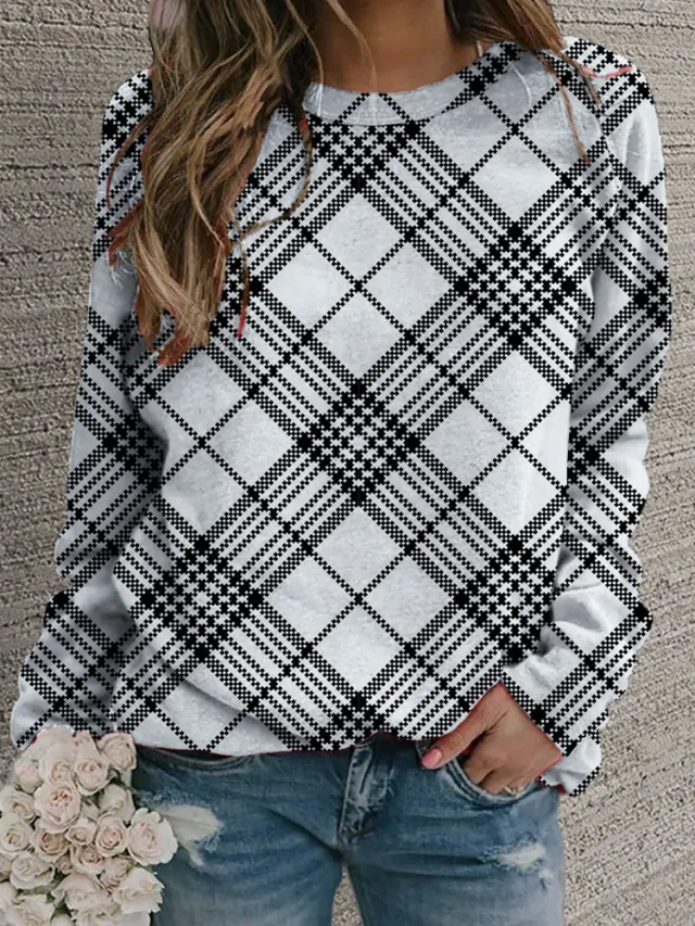Women's Retro Casual Fashion Round Neck Sweater Figure 13 M - Shop at LoveMi