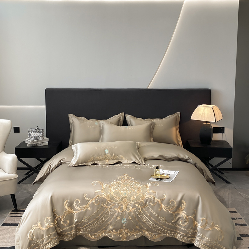 European-style Bed Sheet Four-piece Cotton High-grade Light Luxury Ice Silk Quilt Cover