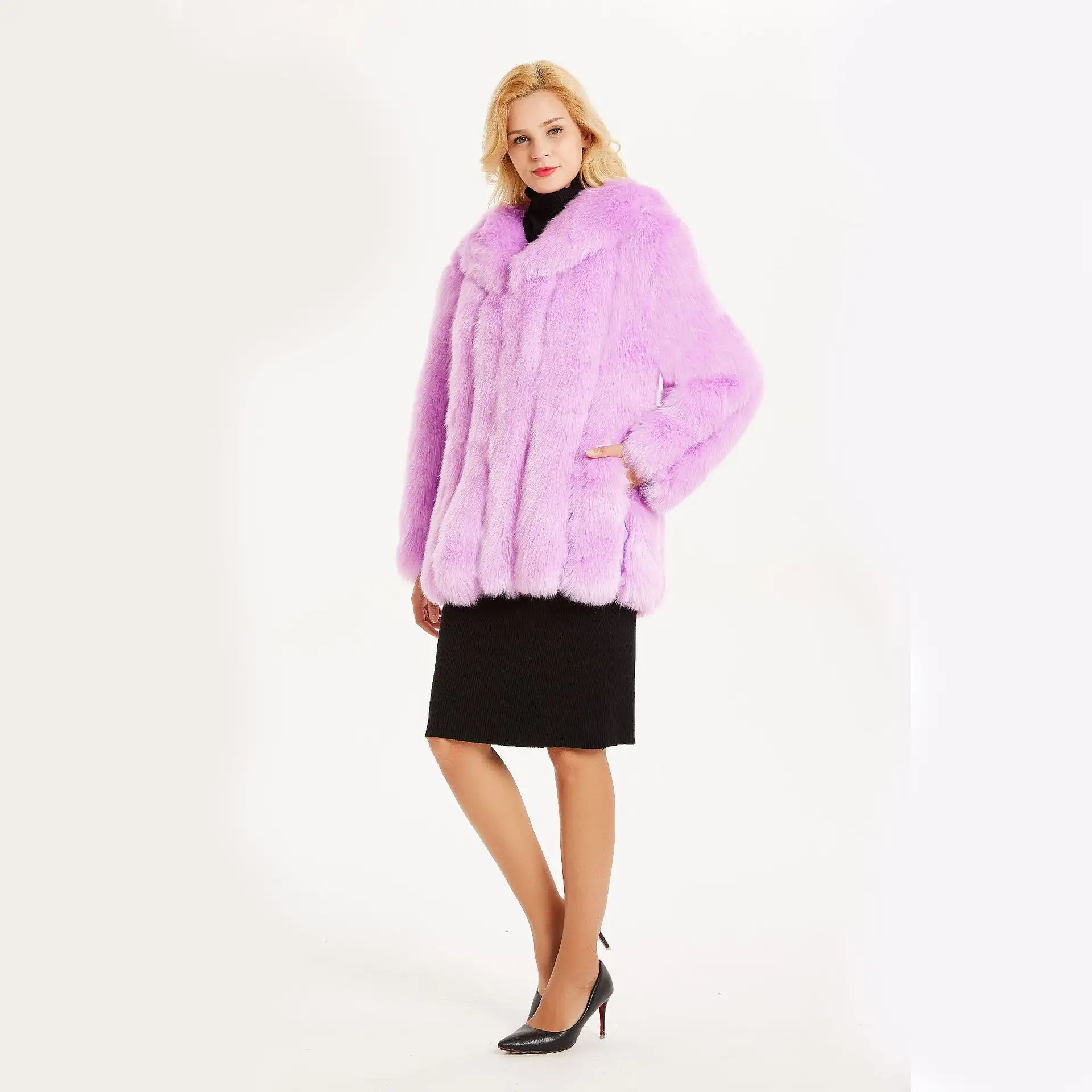 New European And American Stylish Fox-fur Lapel