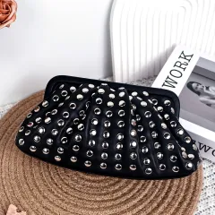 Punk Shell Retro Easy Matching Female Genuine Leather Clutch Bag - Black - View 1