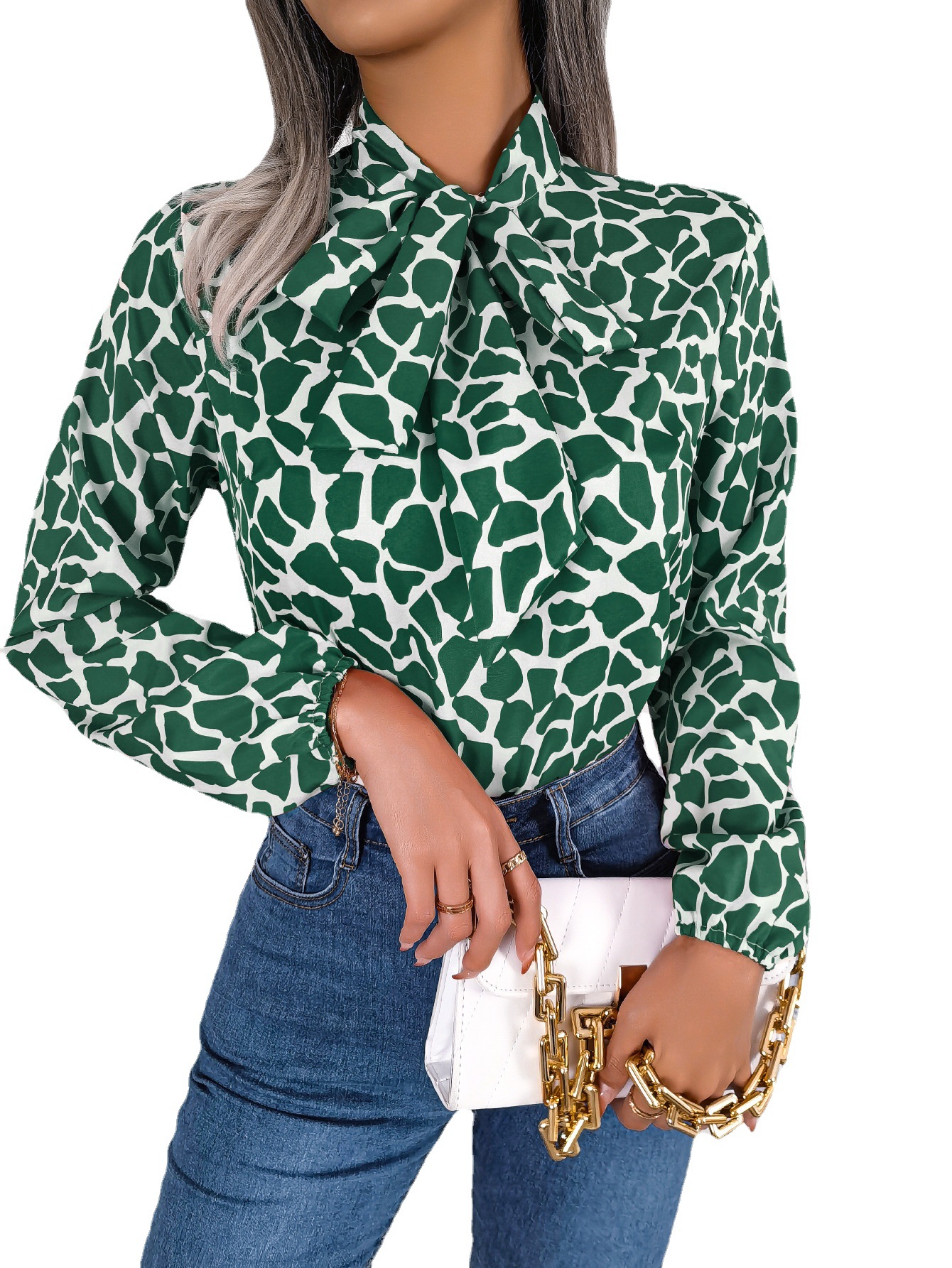 Women's Lantern Sleeve Chiffon Shirt Top