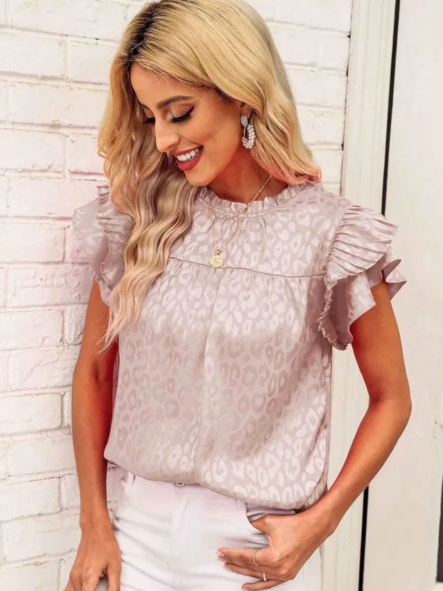 Fashionable And Versatile Women's Top With Ruffle Hem Milky White - Shop at LoveMi