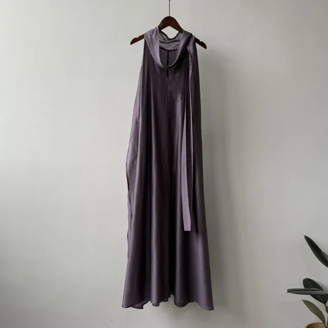 French Tencel Ribbon Halter Dress Female Season Loose Temperament Violet Color L - Shop at LoveMi