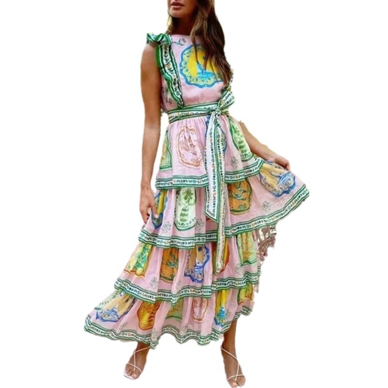 Printed High-Neck Backless Dress, picture 7 of 7