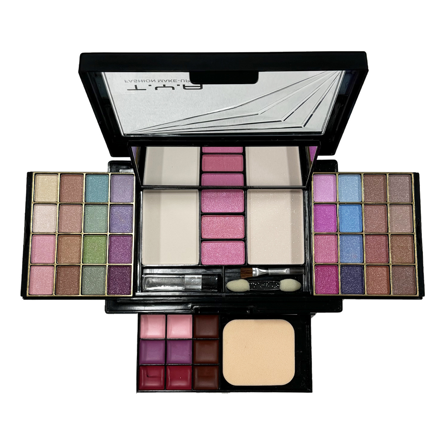 A Tianya Cosmetics 46-Color Pearlescent Eyeshadow Set With Puff