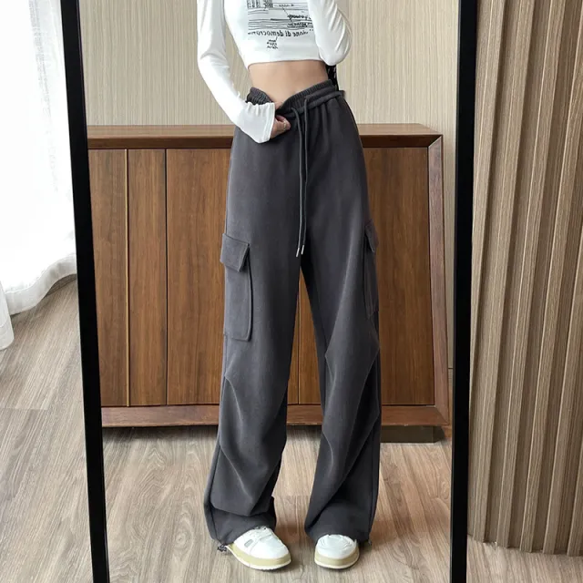 Autumn And Winter Loose New Small Wide leg Pants Dark Gray - Shop at LoveMi