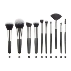 Animal Hair Makeup Brush Full Set - 10 Pieces Small Fan - View 1
