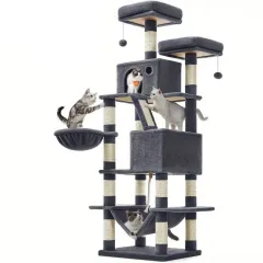 Creative Multi-layer Scratch Column Integrated Cat Climbing Frame - K012 Light Gray - View 1