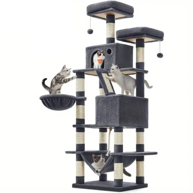 Creative Multi layer Scratch Column Integrated Cat Climbing Frame K012 Light Gray - Shop at LoveMi