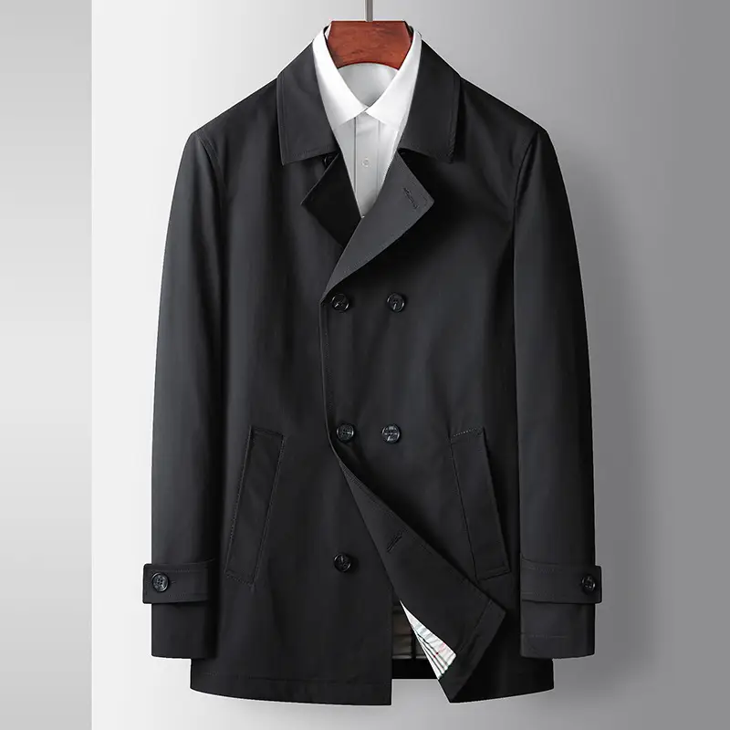 Men's Light Luxury Lapel Double-breasted Trench Coat Business Trend Jacket