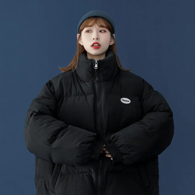 Loose Short Down Jacket Cotton Women's Coat 1937 Black - Shop at LoveMi
