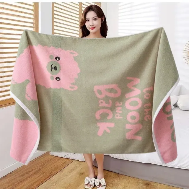 Pure Cotton Bath Towel Adult All Cotton Soft Absorbent Unisex Special Use Bath Wrapping Towel Big Towel Alpaca Camel Green - Shop at LoveMi