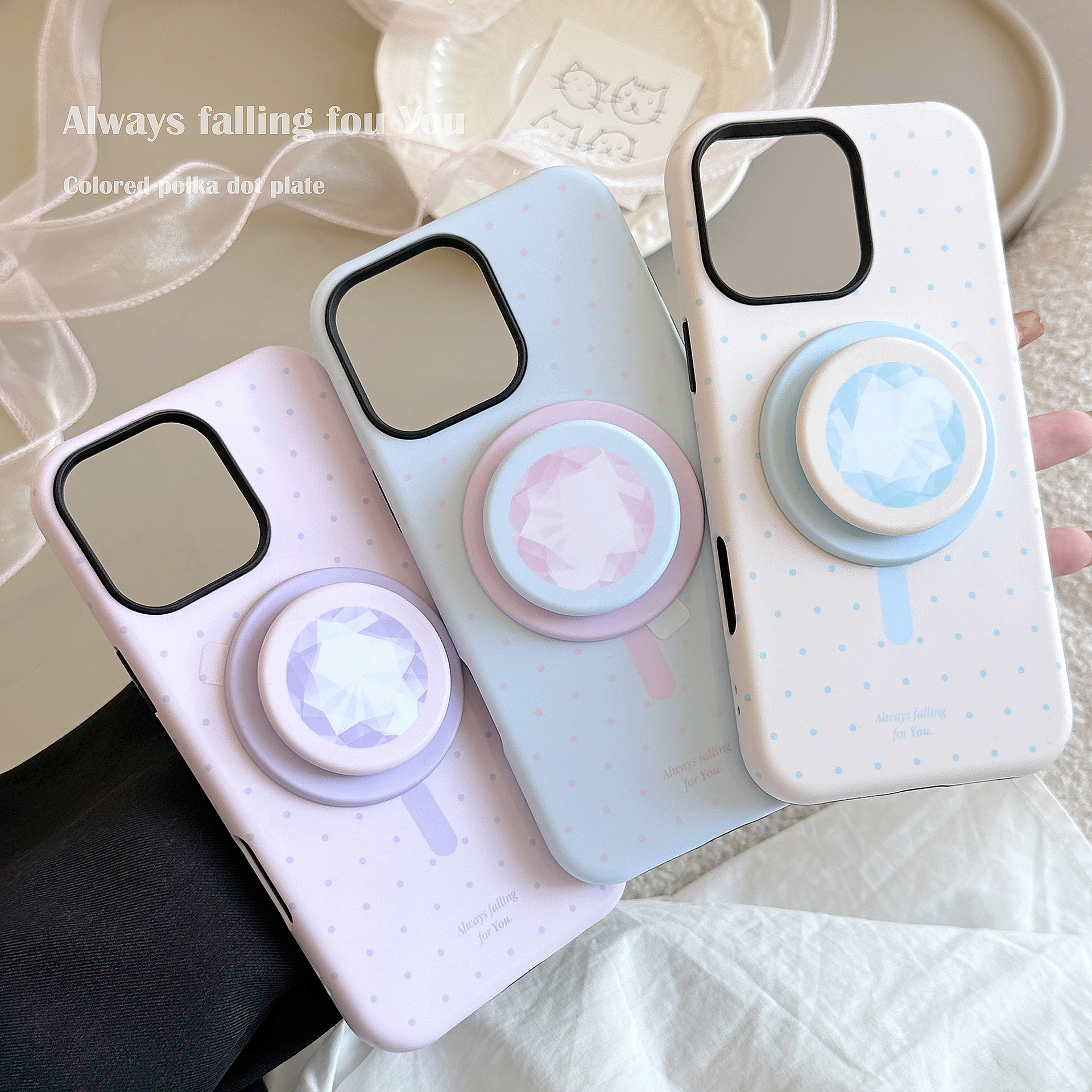 Colorful Diamond Magnetic Mount Phone Case