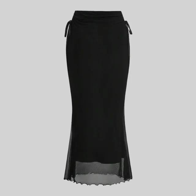 Cross Border Sexy Long Sheath Fishtail Skirt Black - Shop at LoveMi