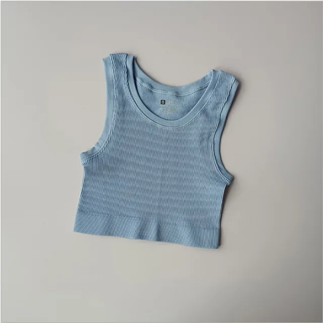 Seamless Single layer Sports I shaped Vest Women's Quick drying Running Light Blue - Shop at LoveMi