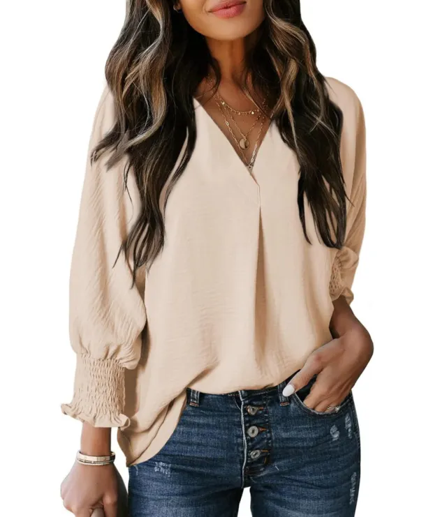 New Fashion Women's Casual Loose Shirt Top Apricot - Shop at LoveMi