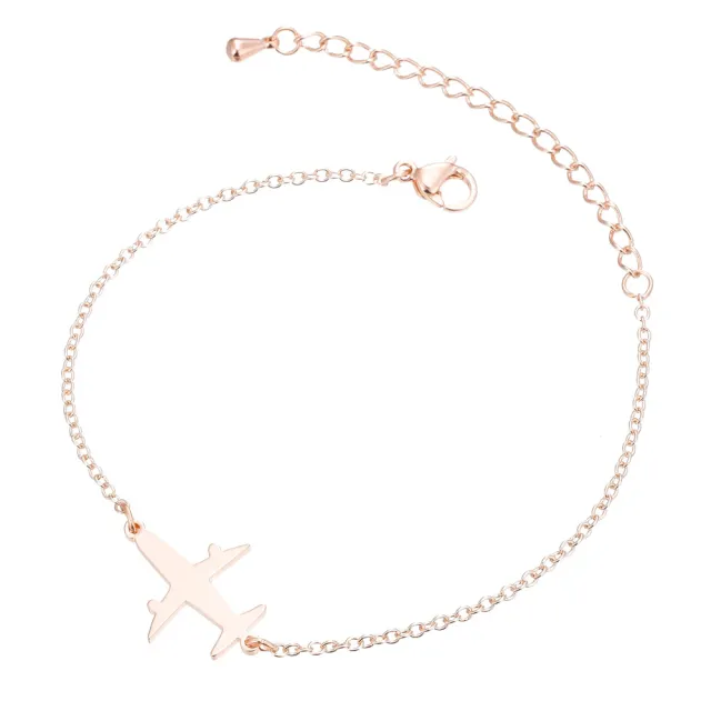 Stainless Steel Bracelets Simple Airplane Design Pendant Chains Fashion Charms Bracelet For Women Jewelry Party Gifts Rose - Shop at LoveMi