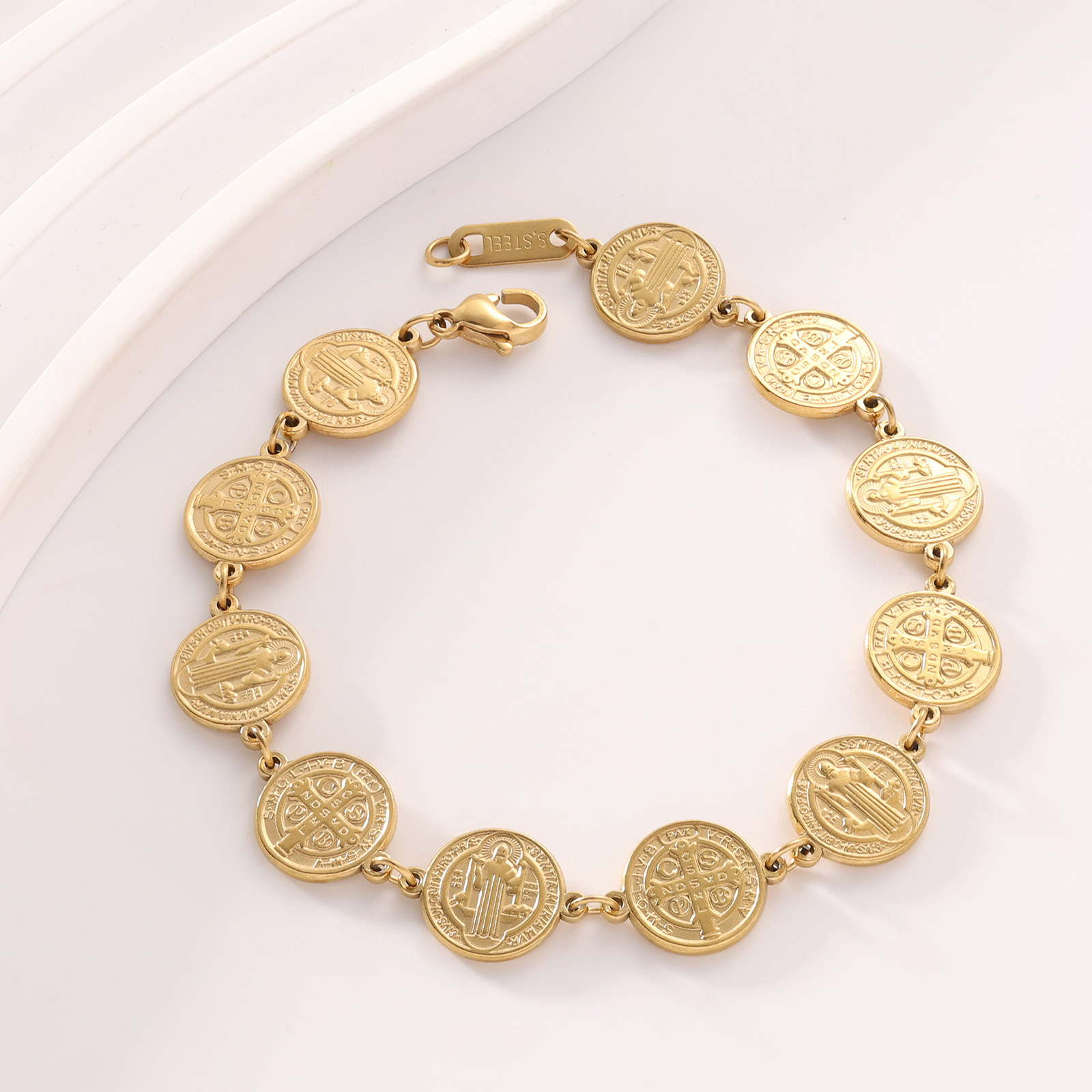 Women's Niche Design Circle Steel Ball Portrait Bracelet