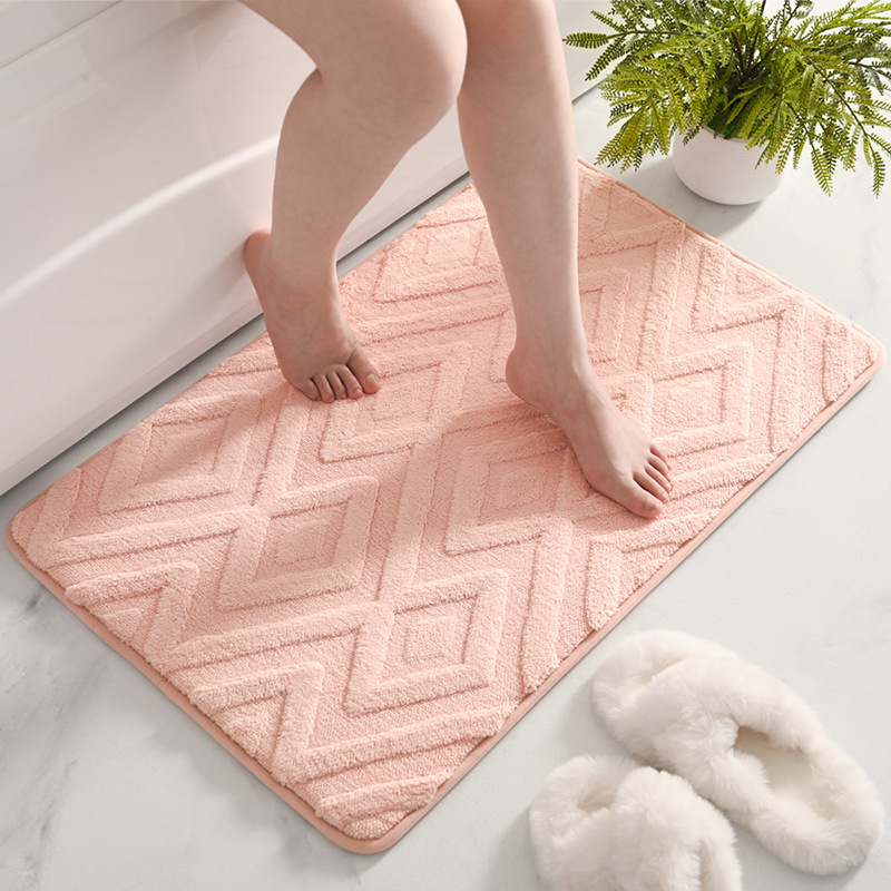 Cotton Velvet Thickened Bathroom Non-slip Mat Solid Color Home Doorway Mat