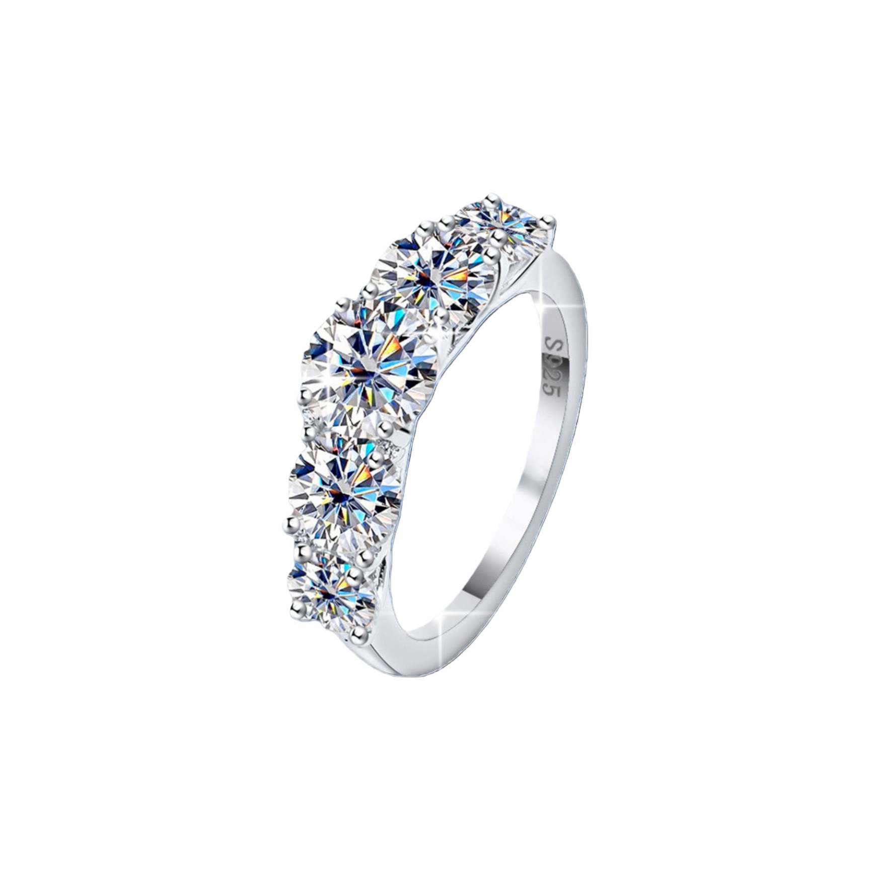 S925-stamped Lab-grown Moissanitezirconia Womens Eco-friendly Silver Ring