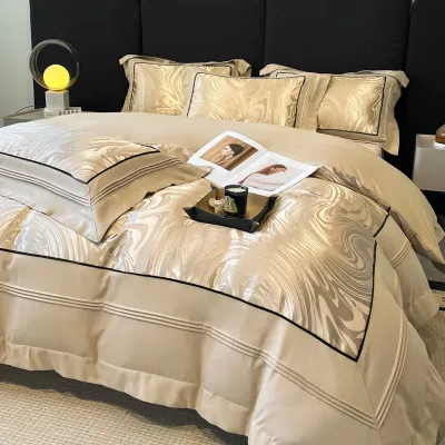 Light Luxury High-grade Yarn-dyed Four-piece Jacquard Beddings