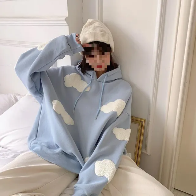 Blue Sky And White Clouds Design Loose And Youthful Top Sky Blue Style - Shop at LoveMi